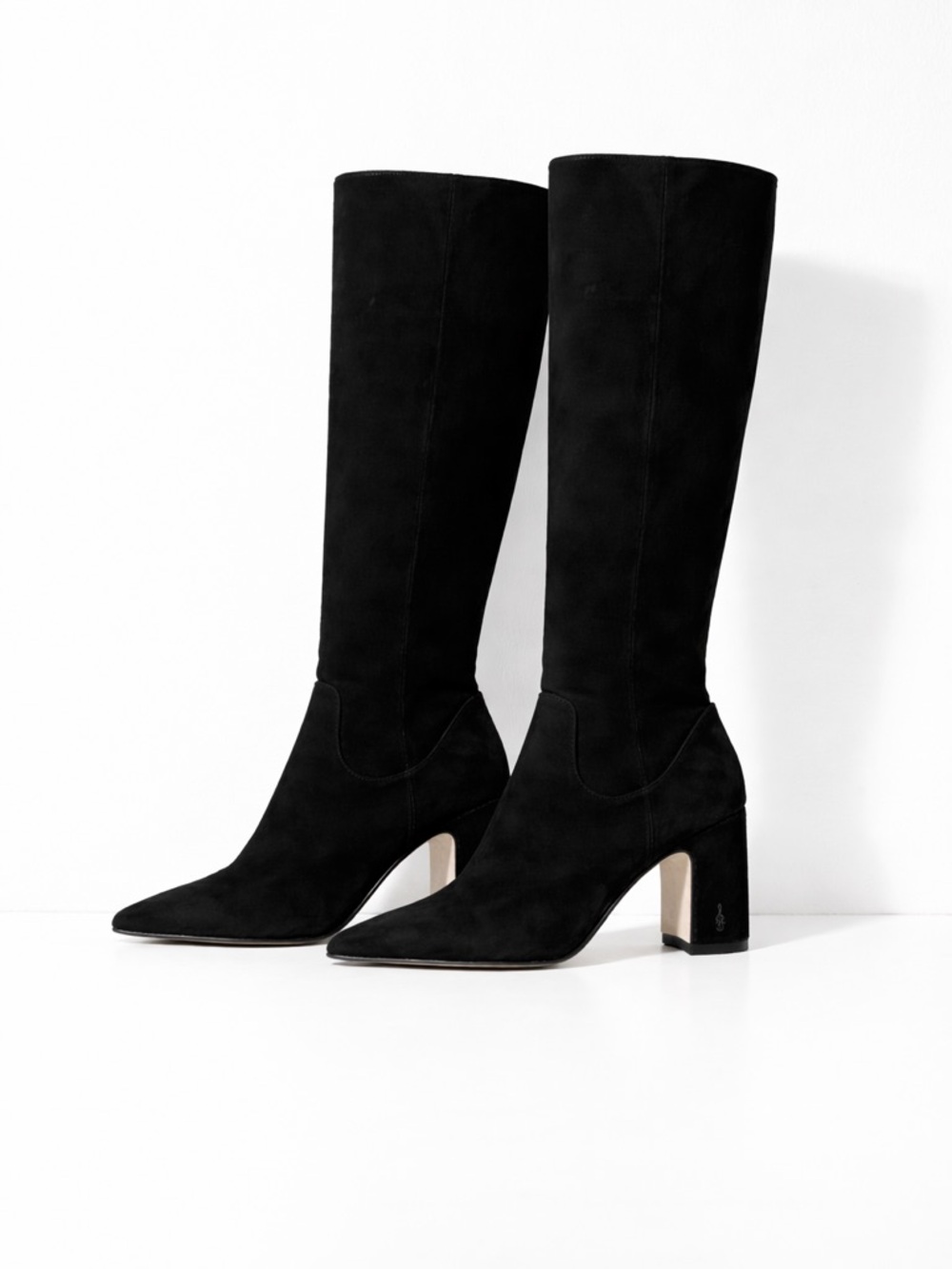 Sam Edelman Black Suede Knee High Boots Pointed Toe Block Heel Women’s 6.5